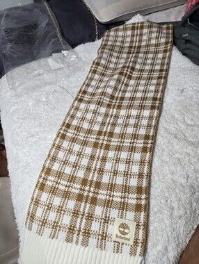 Timberland White & Brown Plaid Scarf OS  NWT